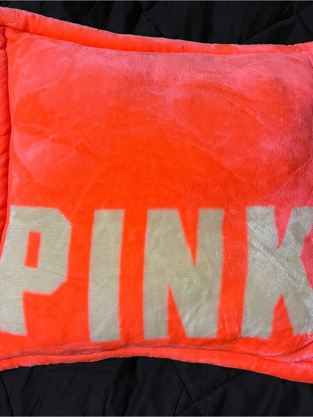 Rare htf PINK Plush Logo Pillow in Bright Coral